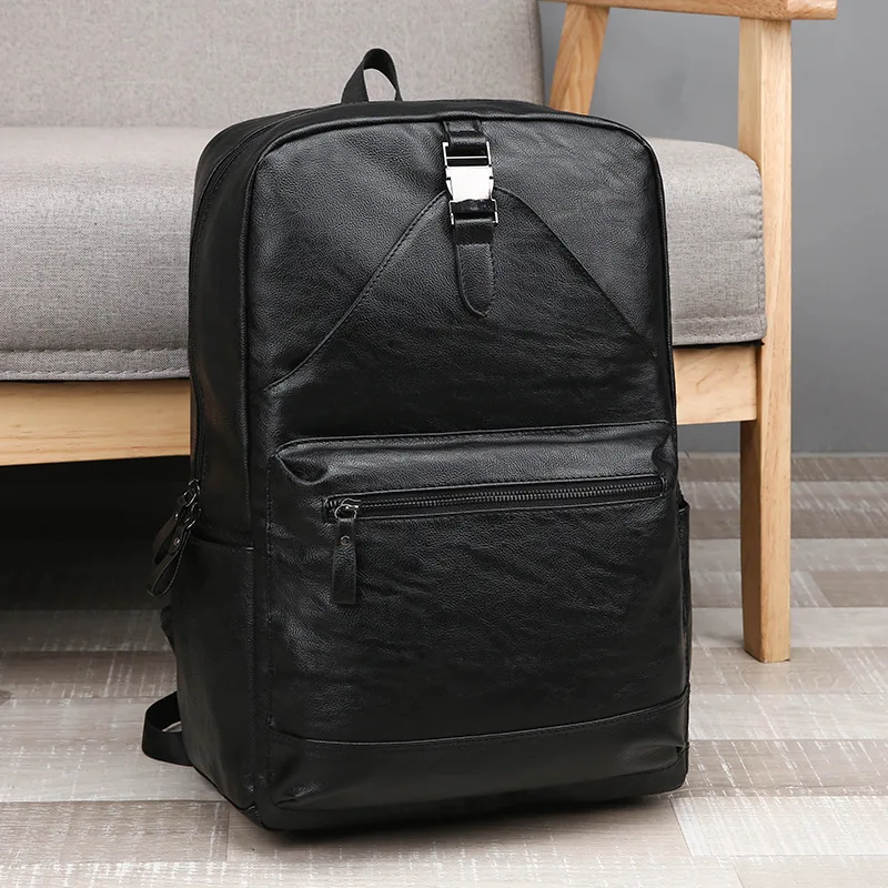 

New Style 2019 Men's Bag Fashion Business Large Capacity Men Backpack Casual Soft Leather Backpack