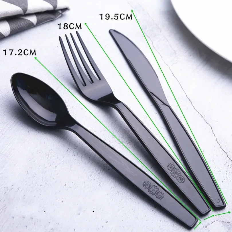 

L18cm Disposable fork black Transparent Food grade plastic Fruit cake one-time forks Western food Disposable forks pasta pizza