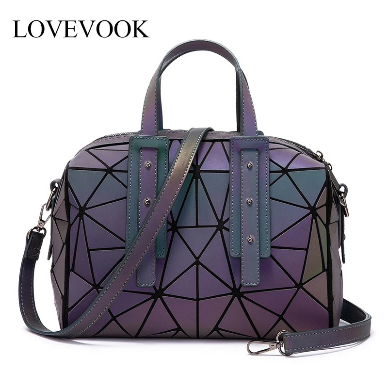 

LOVEVOOK women handbag with top handle crossbody bags for ladies 2019 large capacity geometric pillow bag holographic reflection