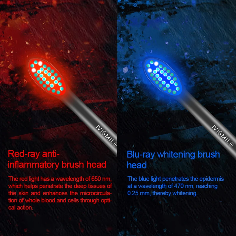 Skup Elektryczna szczoteczka do zębów Blue ray wybielanie 4 tryb czyste wybielanie masaż sonic wibracje wodoodporna 2 sztuk elektryczne głowice do szczoteczek do zębów