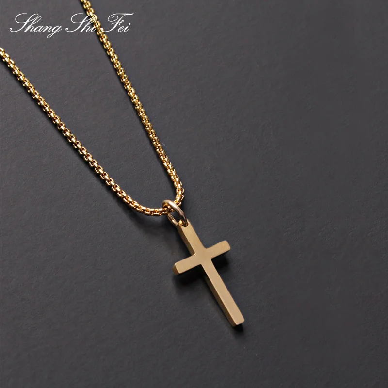 Gold Cross Pendant Necklace For Men 