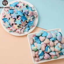 Chaîne de sucette en Silicone pour bébé, 10 pièces, perles de planète à faire soi même, cadeau sans BPA, Bracelet de dentition à mâcher, étoile, perles d'amour, accessoire de collier 