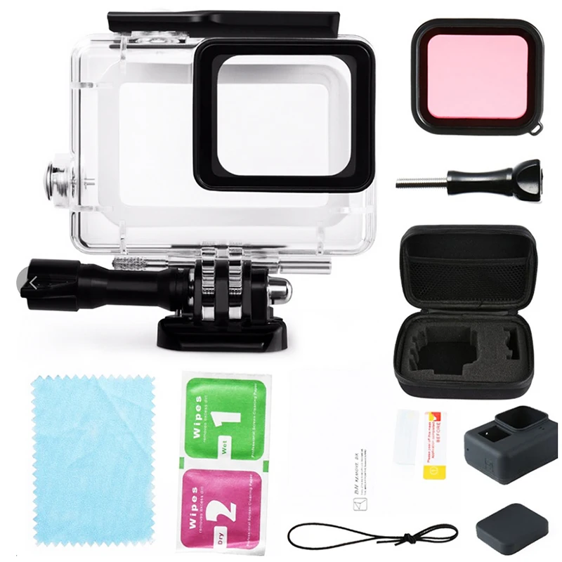 Для Go Pro 7 набор аксессуаров водонепроницаемый корпус чехол для GoPro Hero 5 6 7 Экшн-камера защитный силиконовый чехол защитная пленка