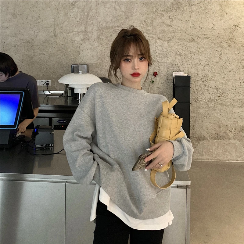 

Hoodies Women Thicker Plus Velvet Warm Soft Letter Printed Simple All-match Pockets Leisure Pullovers Womens Trendy Sweatshirts