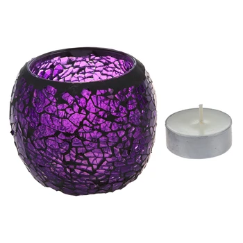 

New Handmade decorative crystal candle candlestick, purple black border