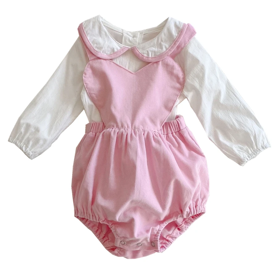 

0-24Month Baby Girl Pink Romper+White Shirt Red Spring 2pcs Clothing Set One Year Old Toddler Infant Baby Clothes OBS214851