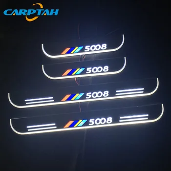 

Carptah 4PCS Acrylic Moving LED Welcome Pedal Car Scuff Plate Pedal Door Sill Pathway Light For Peugeot 5008 2017 2018 2019