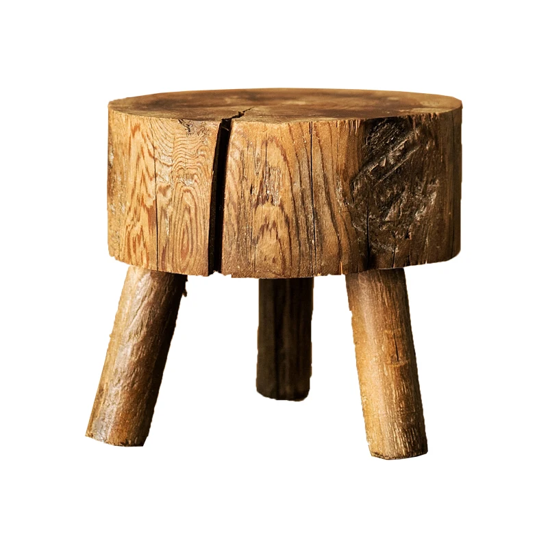 

Natural wood retro whole wood shooting props decoration garden balcony decoration small chair support