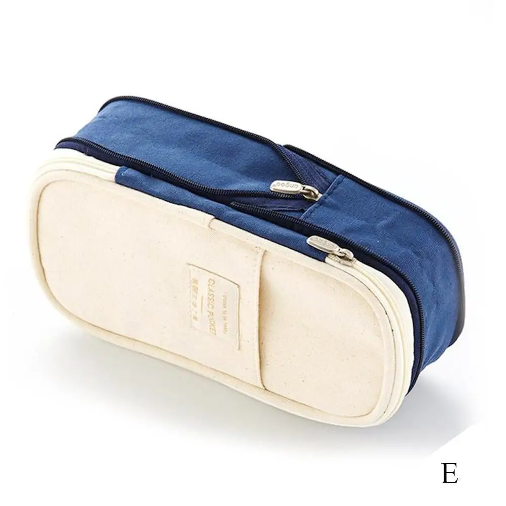 Estuche de lápices Kawaii Caja de lápices gran capacidad de doble capa aron Color Estiramiento lona Estuche de lápices Papelería escolar para niños