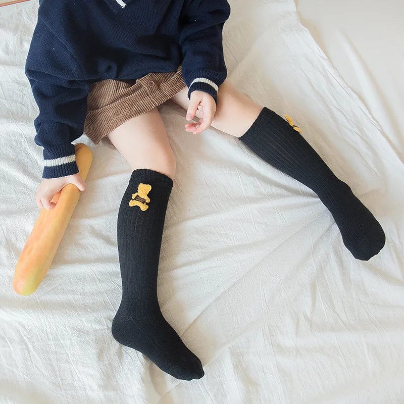 Длинные носки для малышей Забавный медведь мягкий хлопковый носок гетры