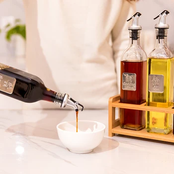 

500ML Leak-proof Sauce Vinegar Storage Bottles Creative Kitchen Herb Seasoning Organizer Household Multifunction Glass Oil Jars