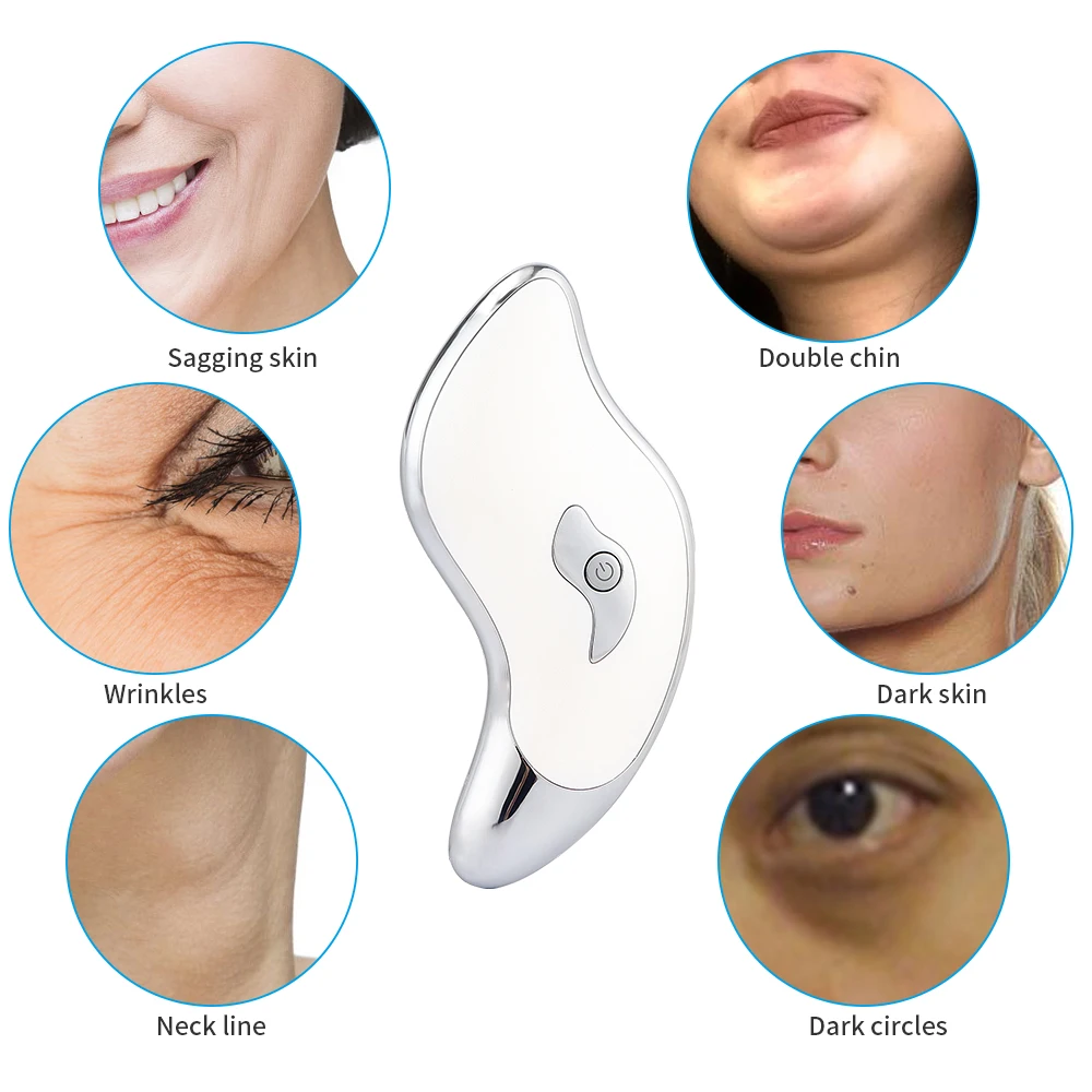 Electric Guasha Vibration Massager Face Neck Scraping Tool Facial Lifting Scraper Double Chin Removal Face Slimming V-Line Care