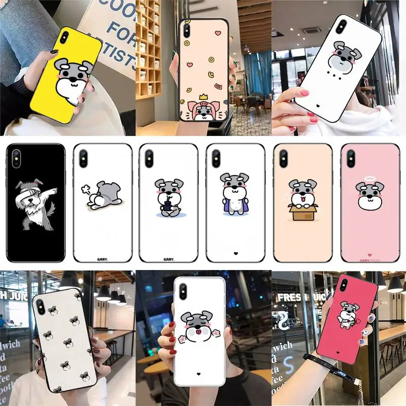 Мультяшный чехол для телефона с изображением собаки шнауцера iPhone 11 12 pro MAX MINI XS 8 7 6