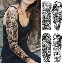 

Tattoo sleeve art fake Cool stuff Waterproof Temporary Big Arm Sleeve Tattoo Stickers Zeus Sea God Angel Clock Whale Flash Tatt