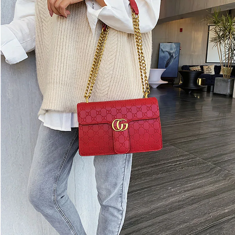 

Ladies Chain Messenger Bag Female Ins Super Fire Texture 2020 All-Match Fashion Embossed Shoulder Bag