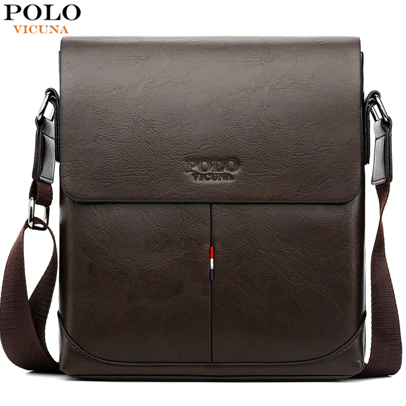 

VICUNA POLO Vintage Panelled Men Messenger Bag Personality Contrast Color Crossbody Shoulder Bag For Man Business Man Handbag