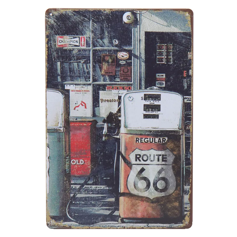 US Route 66 винтажная жестяная вывеска Тинтин Бар Паб вверх металлическая пластина плакат Настенный декор знаки живопись услуги ретро-наклейки 8x12 дюймов H19 - Color: Q