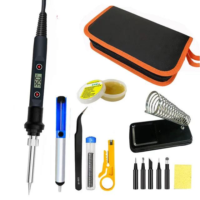 60W/80W Electric Digital Soldering Iron Station 220V 110V Temperature Adjustable Welding Soldering Tips Tools Accessories 80W BLACK SET5