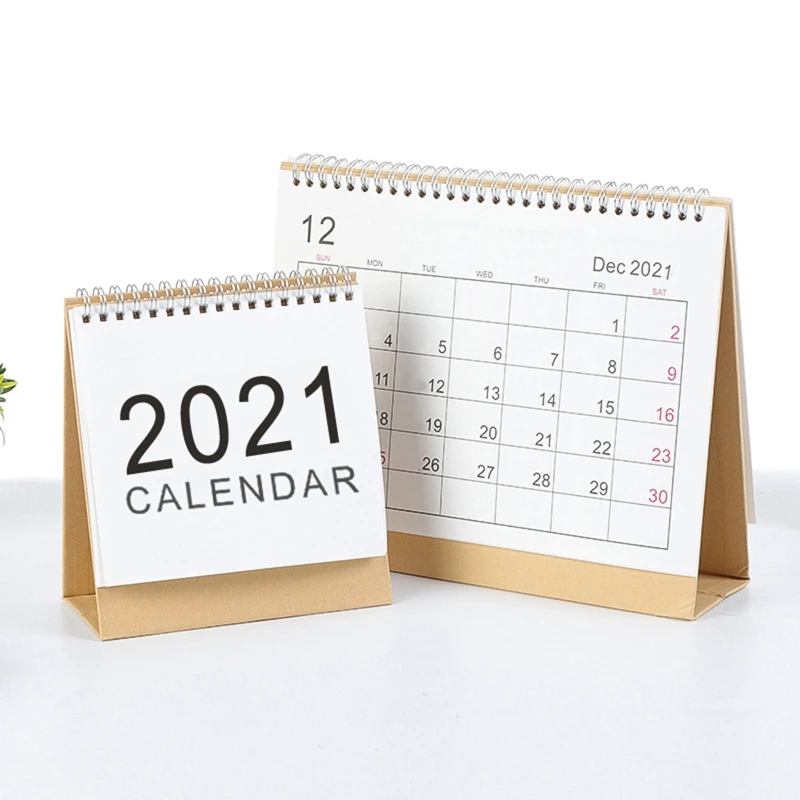 Calendario de escritorio sencillo, bobina en inglés, Agenda mensual diaria de planificación, organizador de Agenda anual para el hogar y la Oficina, 2021