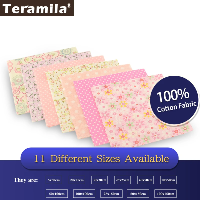 7 шт./лот светло розовый Цвета горошек и цветы Дизайн лоскутное 100% хлопок Ткань