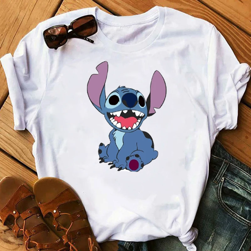 Графическая женская футболка с рисунком любви Lilo простроченные футболки женская футболка с коротким рукавом повседневные топы Camisas Mujer футболка - Цвет: bvr19947