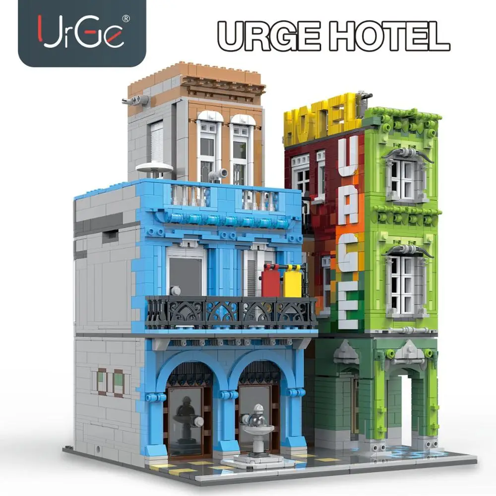 Building Blocks Expert MOC Sets Street Creator UG10182 Cuba Urge Hotel Kids Toys 