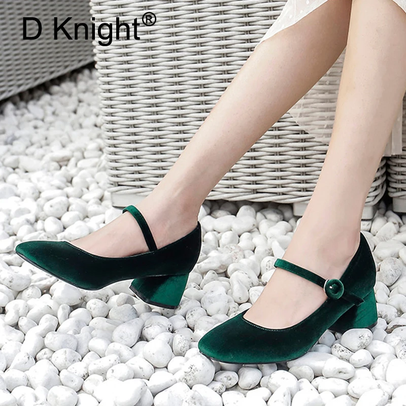 Новые тонкие туфли мэри джейн в стиле ретро с квадратным носком Женские красные