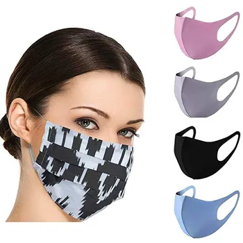 

5PC Print and Solid color Mouth Masks for Protection Face Mask Washable Reusable Earloop Mask Exhaust Sunscreen mascarillas 2020
