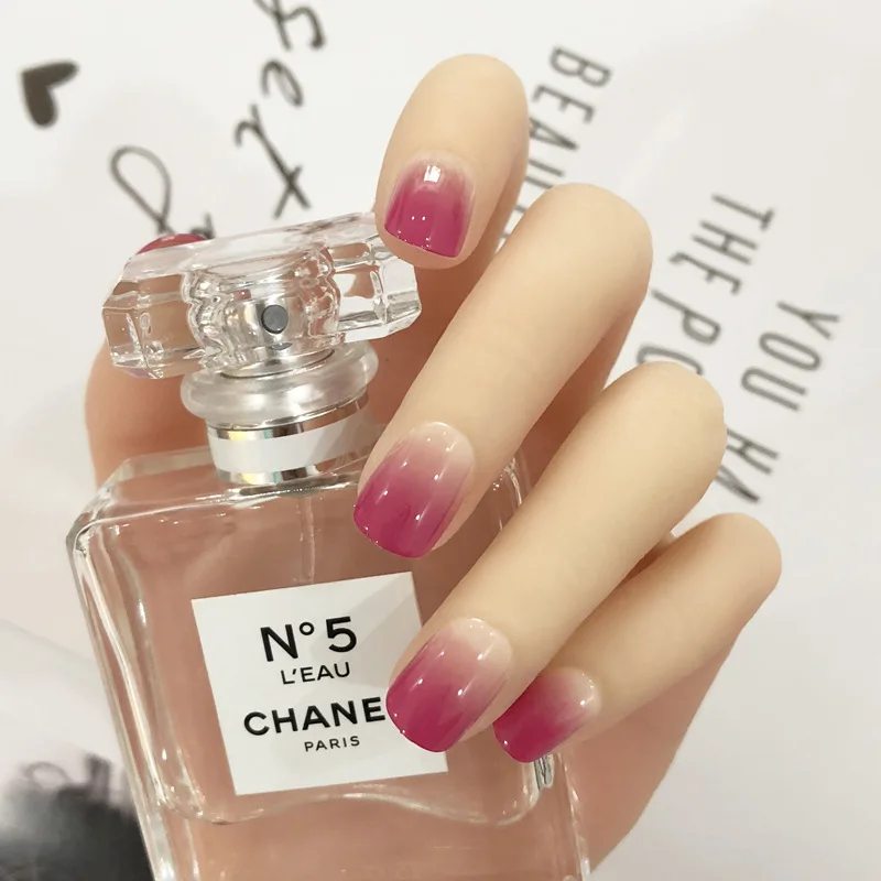 

Fake Nails Patch Douyin Celebrity Style Summer Long-lasting Waterproof Daily Life Short Natural Gradient Hand Nail Tip Manicure