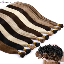 Aliexpress - S-noilite 50pcs I Tip Microlink Hair Extensions 1g/s Straight Human Hair Fusion Keratin Micro Ring Stick Hair Pre-Bond Blonde