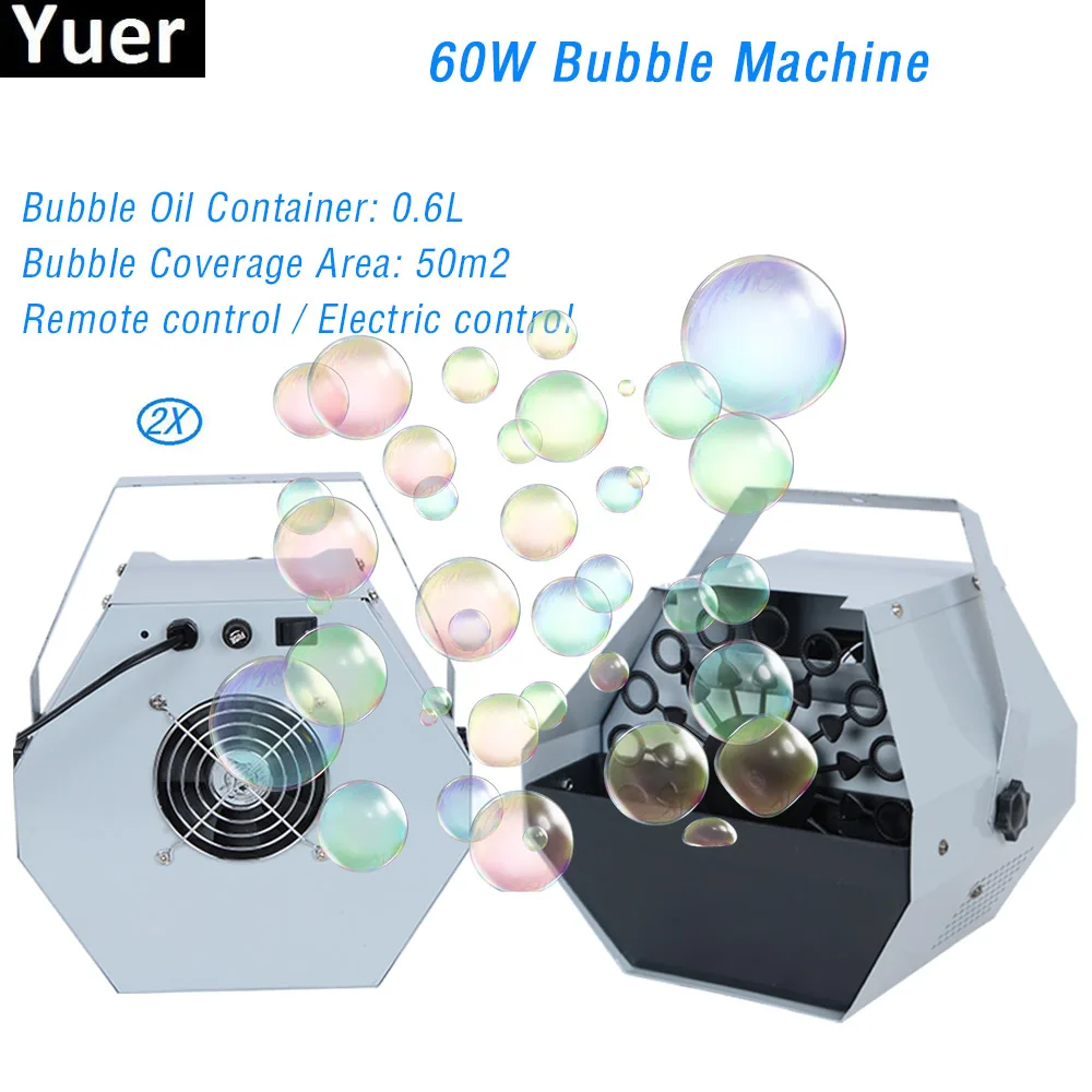 

2Pcs/Lot 60W Bubble Machine Automatic Bubble Machine With High Output Remote Control For Wedding DJ Party Club Bar Stage Effect