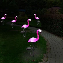 Светодиодный светильник на солнечной батарее с изображением фламинго, фонарь на солнечной батарее, сказочный светильник s, декоративный уличный светильник для газона, двора, для сада, патио