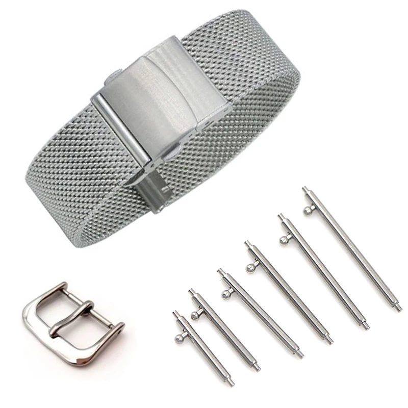 4Pcs Single Open Quick Release Spring Bars Silver Stainless Steel Watch Pins 18mm 19mm 20mm 21mm 22mm Watchband Link Tool