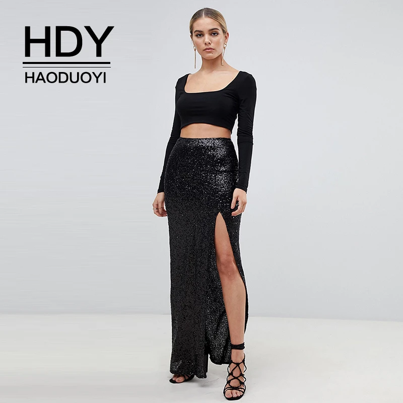HDY Haoduoyi 2019 Новое поступление западный стиль популярная с разрезом по бокам
