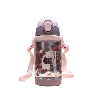 

Simplicity Cute Water Bottle Multifunction Silicone Straw Cups Portable Cartoon Sport Ransparent Leak Proof Water Cup DF50WB