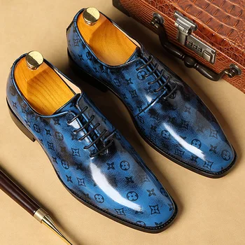 

Mens Pointy Formal Dress Leather Shoes Fashion Pattern Men's Wedding Party Shoes British Style Men Flats Oxford Shoes Big Size