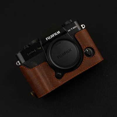 Чехол для камеры из натуральной кожи для Fuji Fujifilm XT10 XT20 XT30 видео половина сумка ретро винтажный нижний чехол защитный чехол - Цвет: Шоколад