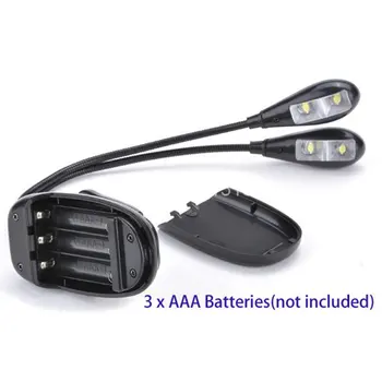 

Portable Double Head Clip-On Battery Power Supply 4 LEDs Reading Light Desk Lamp Clip Type Lightweight