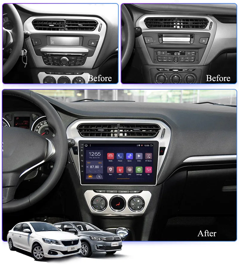 Car Radio For peugeot 301 citroen elysee 2014-2018 Android 8.1 HD 9 inch GPS Navigation Multimedia Player