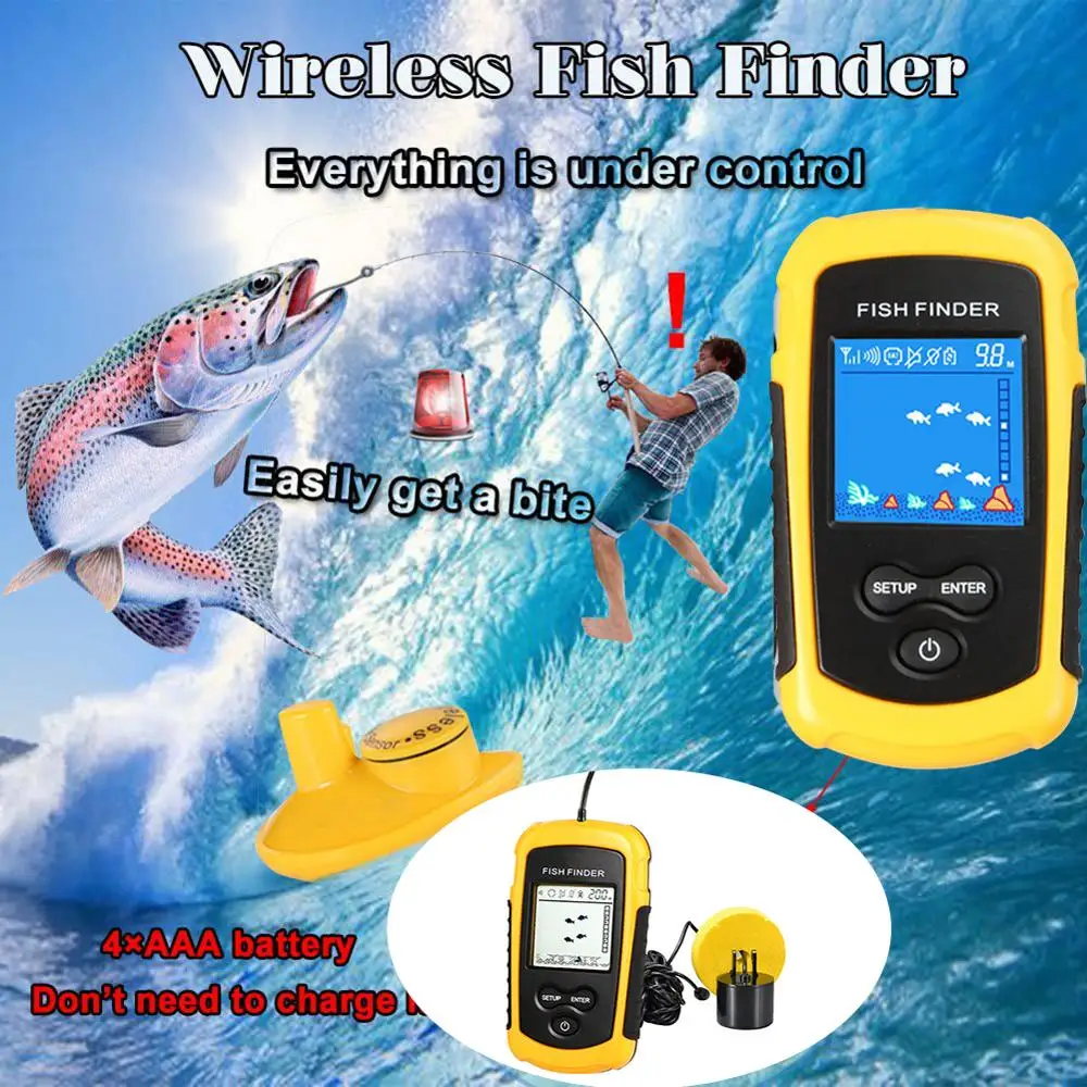 2020 Sonar Портативный рыболокатор беспроводной ЖК дисплей глубина fishfinde обновленный