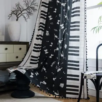 

Fyjafon Curtain textiles Semi-blackout Countryside Curtains Blind Drapes Window Panel Fabric Curtain for Kitchen Printed Curtain