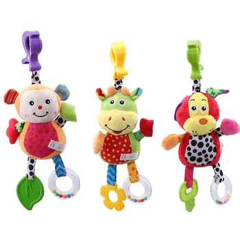 

Creative Stuffed Plush Animal Strollers For Dolls Rattles Toy Soft Bed Hanging Plush Rattle Toys For Baby
