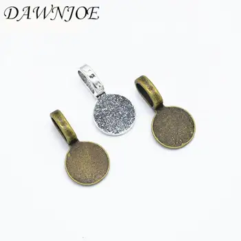 

20pcs 18x10mm Vintage Round Alloy Blank Setting Connector Glue Paste On Jewelry Bails DIY Making Pendants Cabochon Jewelry