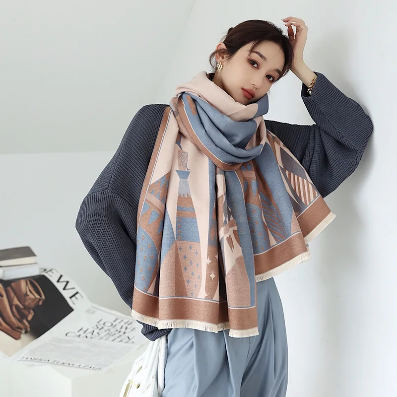 

2021 New Arrival Warm Scarf Women Winter Double-sided Cashmere Thickened Air Conditioning Shawl Student