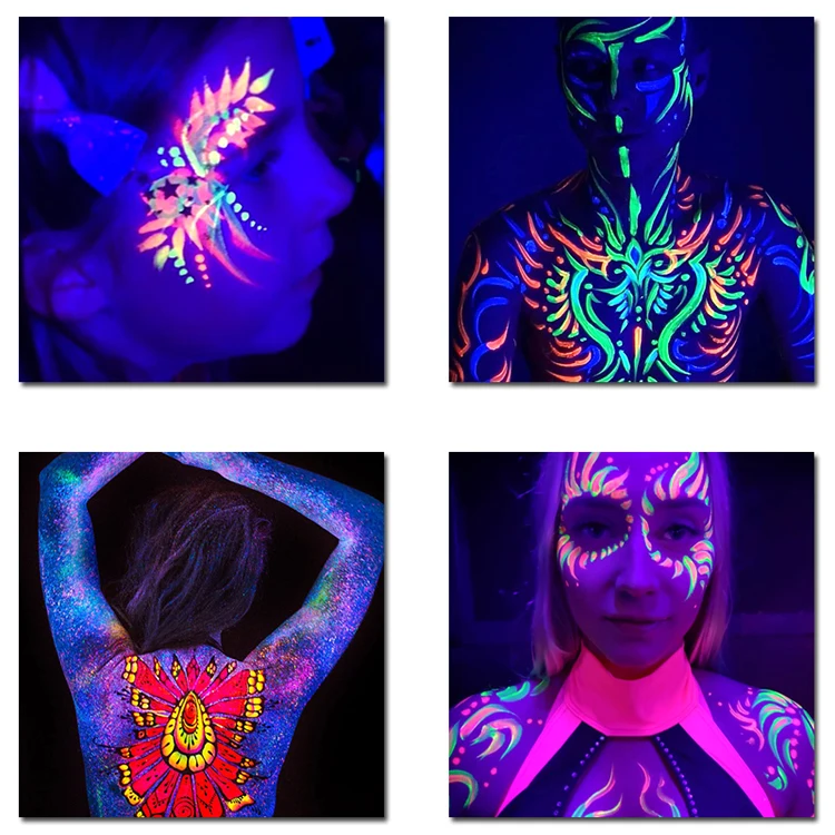 19pcs/set Glow Blacklight Neon Face And Body Paint Glow In The Dark Body  Paints Neon Fluorescent Glow In Dark Party Supplies - AliExpress