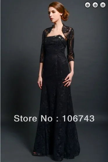 

free shipping maxi elegant dress 2016 Formal evening new fashion vestidos formales long black evening dresses with lace jacket