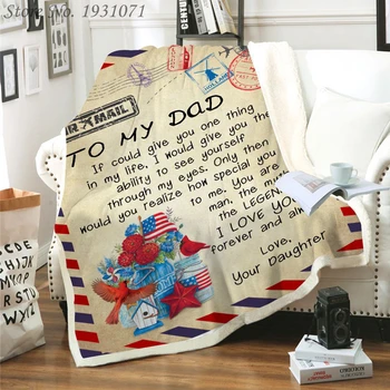 

Letter Letters To My Dad Funny Character Blanket 3D Print Sherpa Blanket on Bed Home Textiles Dreamlike Style