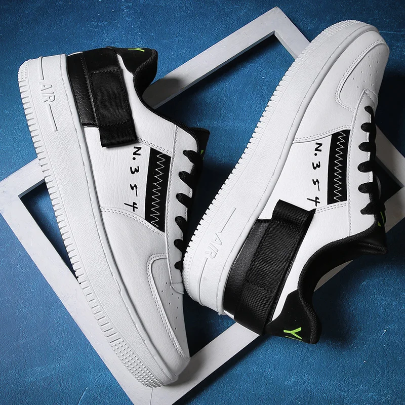 Men Shoes Leather 2021 High Quality Lace Up Fashion Sneakers Mens Casual Shoes Designer White Shoes Jordan Shoes Large Size 45