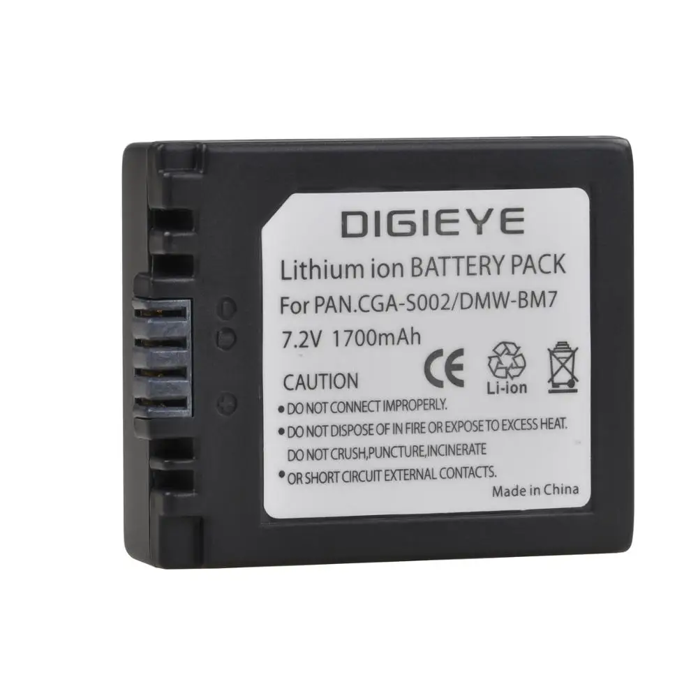 Set Batteria Li-Ion E Caricabatteria Da Auto Per Panasonic Lumix DMC-FZ Serie (DMW-BM7, CGA-S002), 7.2V