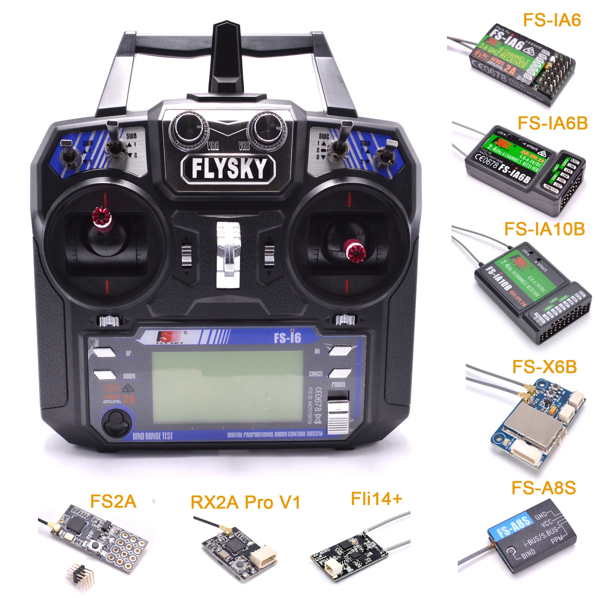 Радиоприемник FLYSKY передатчик AFHDS 2 4G 6CH iA6B X6B A8S R6B iA10B RX2A|control break|control f4control stick |